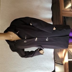 London Fog Hooded Metal Clip Front Raincoat
